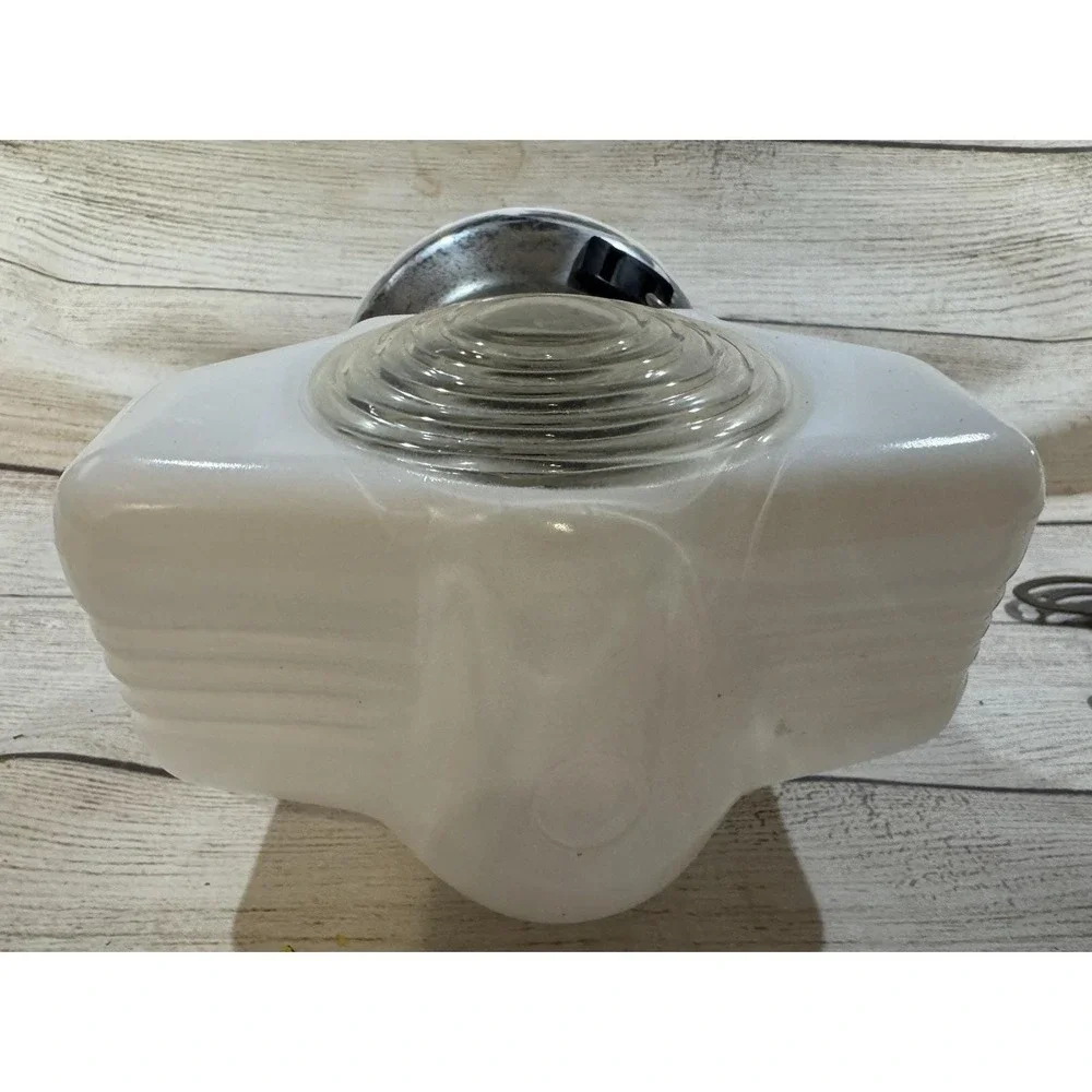 Vintage Bathroom Wall Sink Lamp Sconce Milk Glass Outlet Headlight Pull Chain